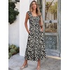 image:imageANRABESS Womens Smocked Maxi Dress Summer Sleeveless Flowy Boho SundressPrint Floral Black