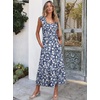 image:imageANRABESS Womens Smocked Maxi Dress Summer Sleeveless Flowy Boho SundressPrint White Floral