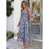 image:imageANRABESS Womens Smocked Maxi Dress Summer Sleeveless Flowy Boho SundressPrint White Floral