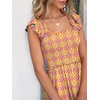image:imageANRABESS Womens Smocked Maxi Dress Summer Sleeveless Flowy Boho SundressPrint Yellow Purple