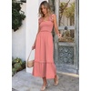 image:imageANRABESS Womens Smocked Maxi Dress Summer Sleeveless Flowy Boho SundressRed Plaid