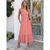 image:imageANRABESS Womens Smocked Maxi Dress Summer Sleeveless Flowy Boho SundressRed Plaid
