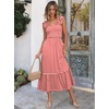 image:imageANRABESS Womens Smocked Maxi Dress Summer Sleeveless Flowy Boho SundressRed Plaid