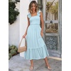 image:imageANRABESS Womens Smocked Maxi Dress Summer Sleeveless Flowy Boho SundressSky Blue
