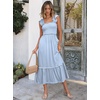 image:imageANRABESS Womens Smocked Maxi Dress Summer Sleeveless Flowy Boho SundressSky Blue Plaid