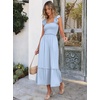 image:imageANRABESS Womens Smocked Maxi Dress Summer Sleeveless Flowy Boho SundressSky Blue Plaid