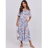 image:imageANRABESS Womens Summer Casual Maxi Dresses Ruffle Short Sleeve DressBlue Orange Floral