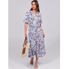 image:imageANRABESS Womens Summer Casual Maxi Dresses Ruffle Short Sleeve DressBlue Orange Floral