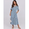 image:imageANRABESS Womens Summer Casual Maxi Dresses Ruffle Short Sleeve DressBlue White Floral