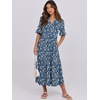 image:imageANRABESS Womens Summer Casual Maxi Dresses Ruffle Short Sleeve DressBlue Yellow Floral