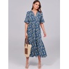 image:imageANRABESS Womens Summer Casual Maxi Dresses Ruffle Short Sleeve DressBlue Yellow Floral