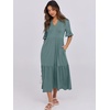 image:imageANRABESS Womens Summer Casual Maxi Dresses Ruffle Short Sleeve DressGreen