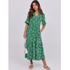 image:imageANRABESS Womens Summer Casual Maxi Dresses Ruffle Short Sleeve DressGreen Floral