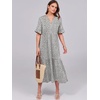 image:imageANRABESS Womens Summer Casual Maxi Dresses Ruffle Short Sleeve DressKhaki Polka Dot
