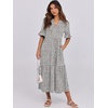 image:imageANRABESS Womens Summer Casual Maxi Dresses Ruffle Short Sleeve DressKhaki Polka Dot