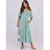 image:imageANRABESS Womens Summer Casual Maxi Dresses Ruffle Short Sleeve DressLight Green Floral