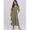 image:imageANRABESS Womens Summer Casual Maxi Dresses Ruffle Short Sleeve DressOlive