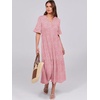 image:imageANRABESS Womens Summer Casual Maxi Dresses Ruffle Short Sleeve DressPink Floral
