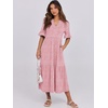 image:imageANRABESS Womens Summer Casual Maxi Dresses Ruffle Short Sleeve DressPink Floral