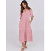 image:imageANRABESS Womens Summer Casual Maxi Dresses Ruffle Short Sleeve DressPink Floral