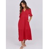 image:imageANRABESS Womens Summer Casual Maxi Dresses Ruffle Short Sleeve DressRed