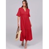 image:imageANRABESS Womens Summer Casual Maxi Dresses Ruffle Short Sleeve DressRed