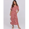 image:imageANRABESS Womens Summer Casual Maxi Dresses Ruffle Short Sleeve DressRed Floral