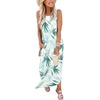 image:imageANRABESS Womens Summer Maxi Dress Sleeveless Casual Sundress with PocketsFloral Green White