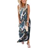 image:imageANRABESS Womens Summer Maxi Dress Sleeveless Casual Sundress with PocketsPrinted Leaves