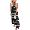image:imageANRABESS Womens Summer Maxi Dress Sleeveless Casual Sundress with PocketsStripe Black White