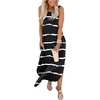image:imageANRABESS Womens Summer Maxi Dress Sleeveless Casual Sundress with PocketsStripe Black White