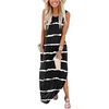 image:imageANRABESS Womens Summer Maxi Dress Sleeveless Casual Sundress with PocketsStripe Black White