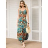 image:imageANRABESS Womens Summer Maxi Dress Spaghetti Strap Sundress with PocketsOrange Teal Leaf