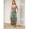 image:imageANRABESS Womens Summer Maxi Dress Spaghetti Strap Sundress with PocketsOrange Teal Leaf