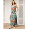 image:imageANRABESS Womens Summer Maxi Dress Spaghetti Strap Sundress with PocketsOrange Teal Leaf
