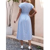 image:imageANRABESS Womens Summer Midi Dress Striped Casual Short Sleeve Crewneck Elastic Waist 2026 Flowy Long Beach Dress with PocketsLight Blue Gingham