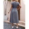 image:imageANRABESS Womens Summer Midi Dress Striped Casual Short Sleeve Crewneck Elastic Waist 2026 Flowy Long Beach Dress with PocketsNavy Gingham