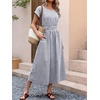 image:imageANRABESS Womens Summer Midi Dress Striped Casual Short Sleeve Crewneck Elastic Waist 2026 Flowy Long Beach Dress with PocketsNavy White Stripe