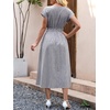 image:imageANRABESS Womens Summer Midi Dress Striped Casual Short Sleeve Crewneck Elastic Waist 2026 Flowy Long Beach Dress with PocketsNavy White Stripe