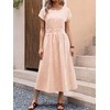 image:imageANRABESS Womens Summer Midi Dress Striped Casual Short Sleeve Crewneck Elastic Waist 2026 Flowy Long Beach Dress with PocketsOrange White Stripe