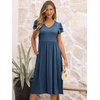 image:imageANRABESS Womens Summer Patel Short Sleeve Midi Dress with PocketsBlue