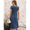 image:imageANRABESS Womens Summer Patel Short Sleeve Midi Dress with PocketsBlue