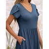 image:imageANRABESS Womens Summer Patel Short Sleeve Midi Dress with PocketsBlue