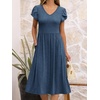 image:imageANRABESS Womens Summer Patel Short Sleeve Midi Dress with PocketsBlue