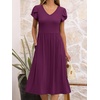 image:imageANRABESS Womens Summer Patel Short Sleeve Midi Dress with PocketsDark Purple