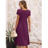 image:imageANRABESS Womens Summer Patel Short Sleeve Midi Dress with PocketsDark Purple