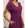 image:imageANRABESS Womens Summer Patel Short Sleeve Midi Dress with PocketsDark Purple
