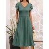 image:imageANRABESS Womens Summer Patel Short Sleeve Midi Dress with PocketsGreen