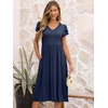 image:imageANRABESS Womens Summer Patel Short Sleeve Midi Dress with PocketsNavy Blue