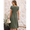 image:imageANRABESS Womens Summer Patel Short Sleeve Midi Dress with PocketsOlive